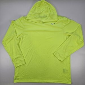 Nike Large Neon Yellow Hi-vis Dri-Fit Long Sleeve Hoodie Tee